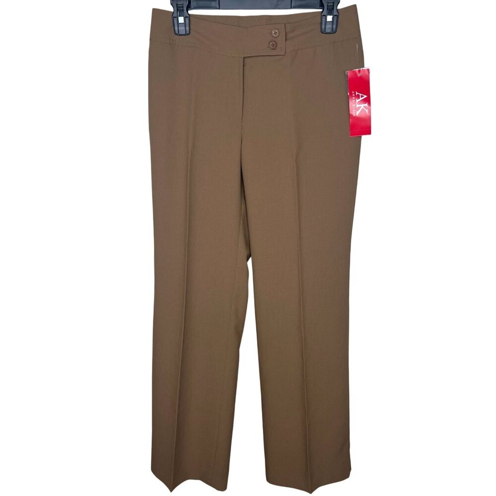 Anne Klein Womens Nutmeg Crinklette Straight Leg Pants Size 2P - Picture 2 of 15